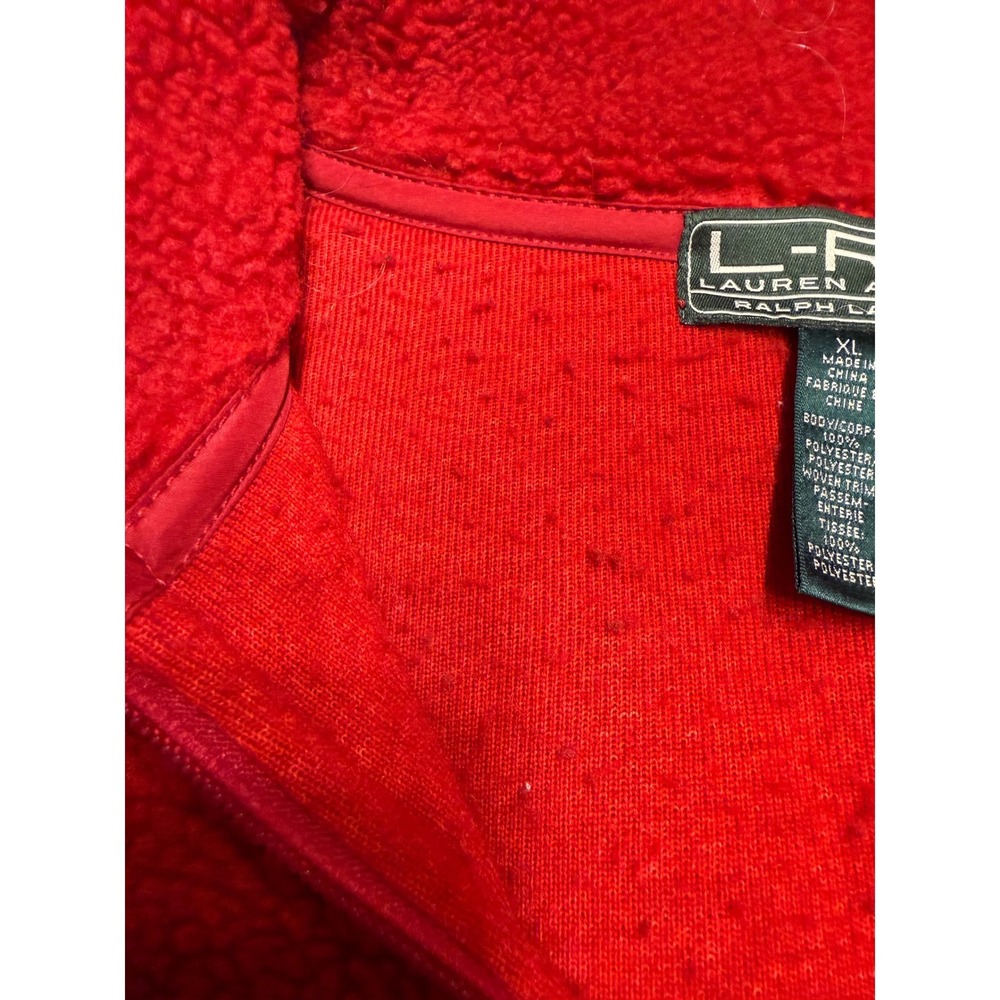 Lauren Active Ralph Lauren Red Full Zip Fleece Sherpa Jacket Womens XL Sporty - Picture 3 of 11